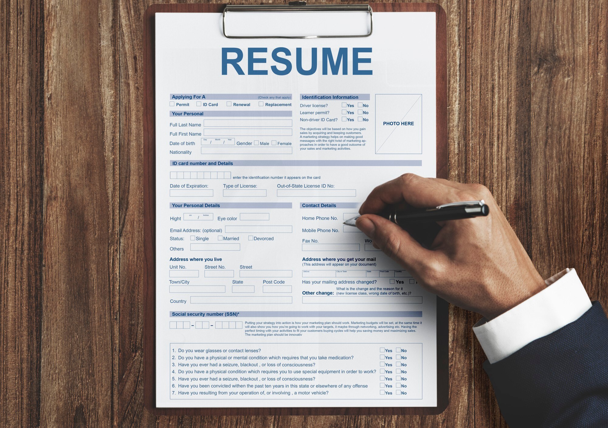resume application employment form concept 53876 125148